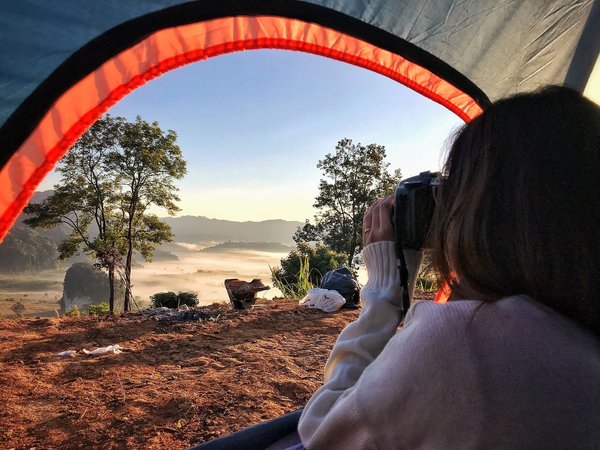 Cours de photographie en pleine nature au camping